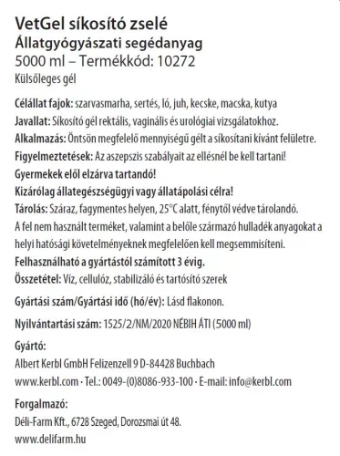 VetGel síkosító gél - 5000 ml