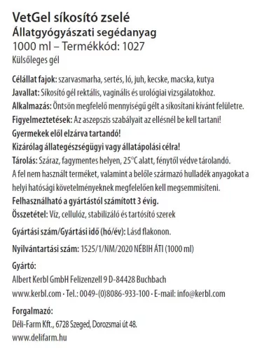 VetGel síkosító gél - 1000 ml