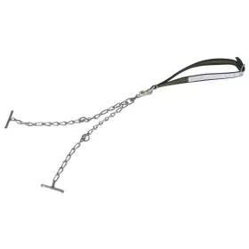   Marhakikötő nyakpánt kettős lánccal, biztonsági karabínerrel - 130 x 4 cm, 6 mm, csúcsminőség