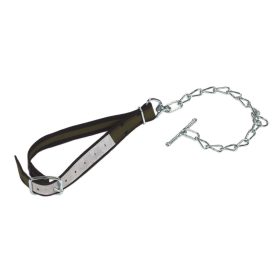   Borjúkikötő nyakpánt karikával, D-gyűrűvel, kikötőlánccal - 85 x 4 cm, csúcsminőség