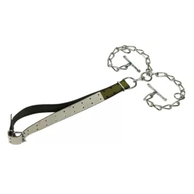   Növendék bika kikötő nyakpánt kettős lánccal, forgóval és D-gyűrűvel - 150 x 5 cm, 7 mm, csúcsminőség