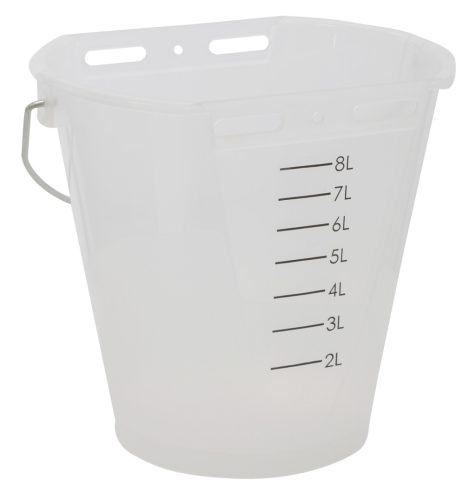 Borjúitató vödör skálával - fehér, átlátszó, 8 l