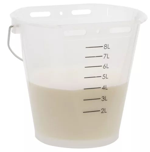 Borjúitató vödör skálával - fehér, átlátszó, 8 l