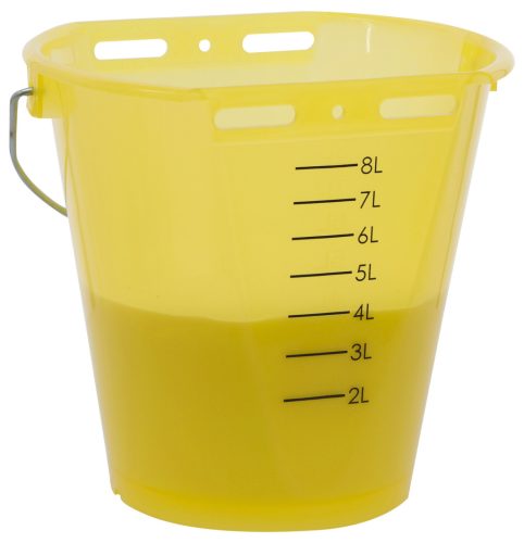 Borjúitató vödör skálával - sárga, átlátszó, 8 l