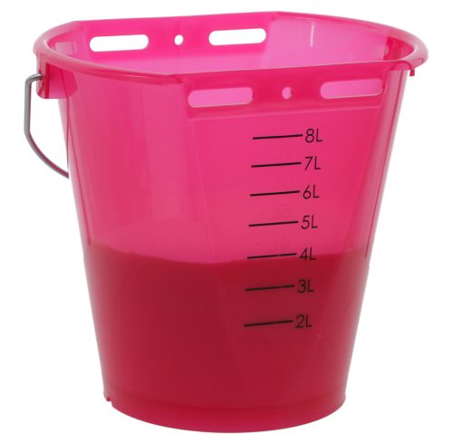 Borjúitató vödör skálával - rózsaszín, átlátszó, 8 l