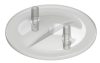 Műanyag sajtárfedél  tömítés nélkül, lapos kivitelben - átlátszó, 2 db 13 x 17 mm-es kivezetés, átmérő: 205 mm