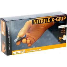   X-Grip nitrile egyszer használatos kesztyű - narancs, 7,5-8-as méret, 50 db/doboz
