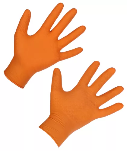 X-Grip nitrile egyszer használatos kesztyű - narancs, 9,5-10-es méret, 50 db/doboz