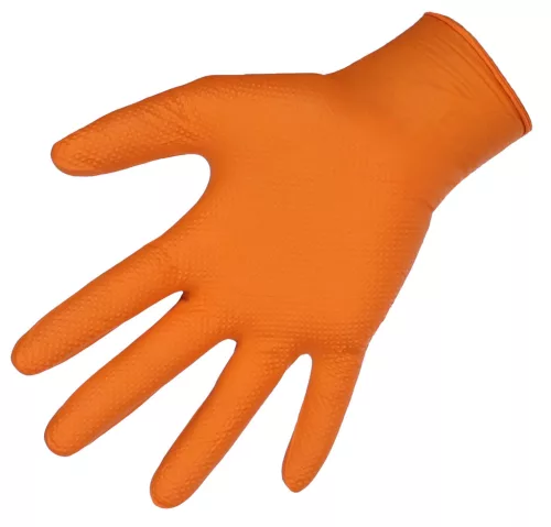 X-Grip nitrile egyszer használatos kesztyű - narancs, 9,5-10-es méret, 50 db/doboz