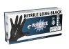 Nitrile allergén anyagoktól mentes kesztyű - hosszú, fekete, 50 db, S