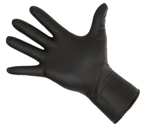 Nitrile allergén anyagoktól mentes kesztyű - hosszú, fekete, 50 db, XXL