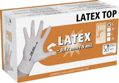 Latex Top egyszer használatos kesztyű - púdermentes, L