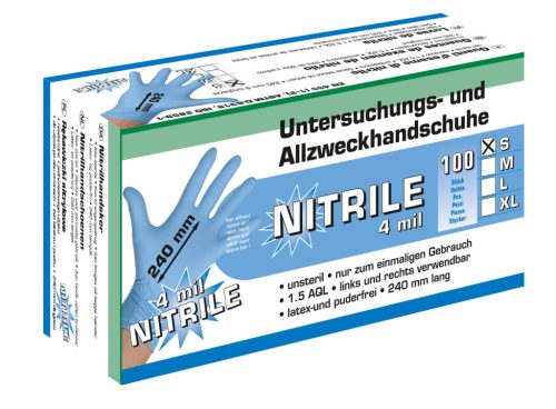 Nitril vizsgálókesztyű - púdermentes, S, 100 db