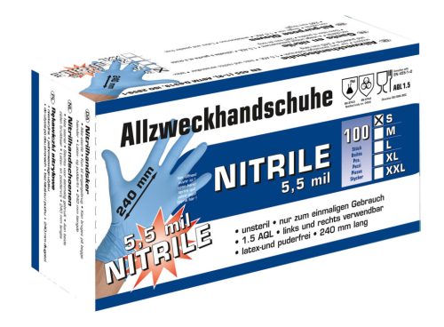 Nitrile Top allergén anyagoktól mentes kesztyű - 5.5 mil, 240 mm, 100 db, S