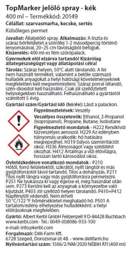 TopMarker állatjelölő spray - kék, 400 ml