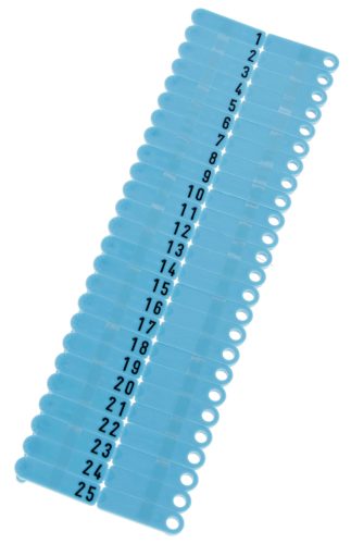 Twintag füljelző - számozott (1-50), kék, 50 db/cs