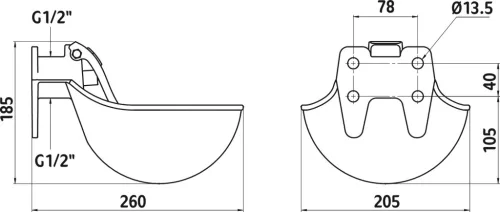 Csészés itató - öntöttvas, nagy méretű