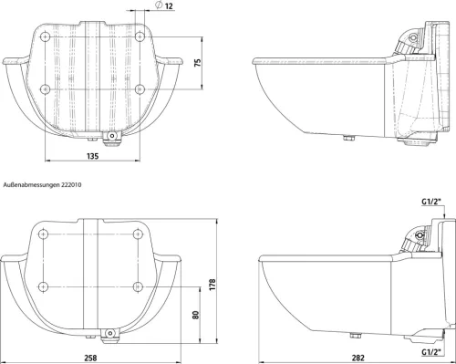 H10 fűthető, csőszelepes önitató - öntöttvas, 24 V, 80 W