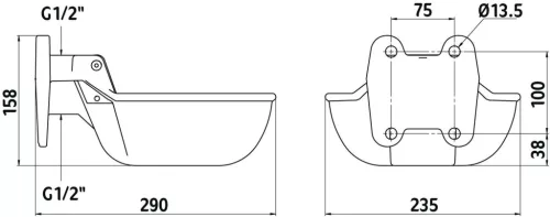 G20 öntöttvas nyomónyelves itató - zománcozott, nagy nyomáshoz