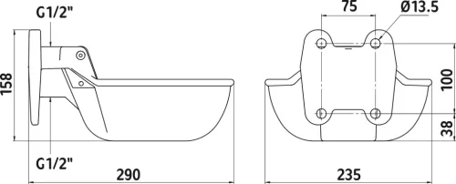 G20 öntöttvas nyomónyelves önitató - zománcozott, alacsony nyomásra