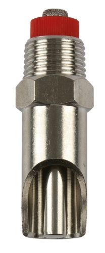Szopókás sertésitató - inox, hossz: 72 mm, nyomószelep átmérő: 8 mm, 1/2"-1/2"
