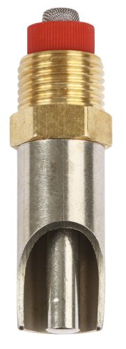 Szopókás sertésitató - inox/réz, hossz: 63 mm, nyomószelep átmérő: 8 mm, 1/2"-1/2"