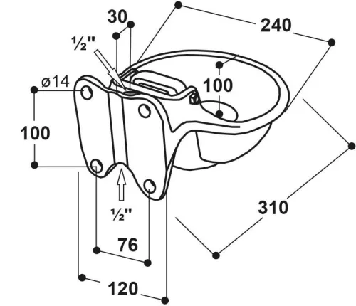 Suevia 115 típusú nyomónyelves önitató - zománcozott