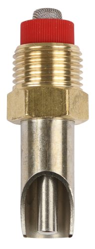 Szopókás sertésitató - inox/réz, hossz: 55 mm, nyomószelep átmérő: 6 mm, 1/2"-3/8"