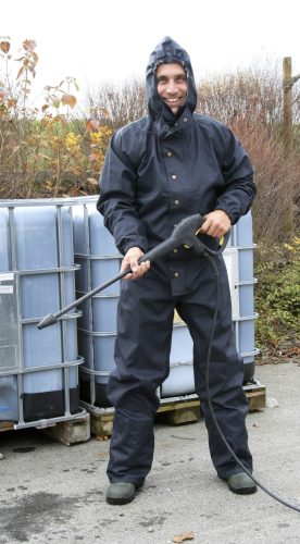 Mosó- és tisztító overál kapucnival - M méret