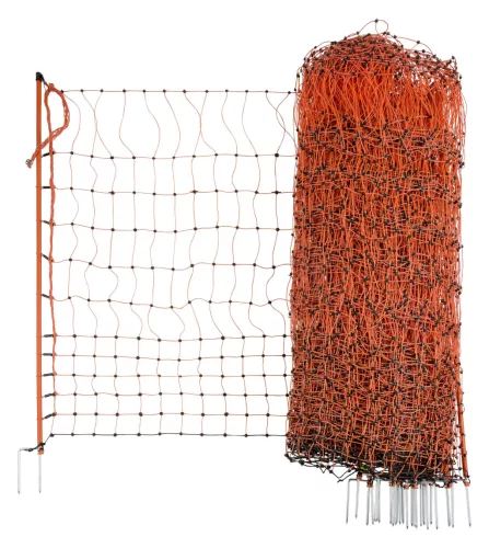 AKO PoultryNet villanypásztor baromfiháló - narancssárga, 50 m x 106 cm, dupla leszúrótüskével