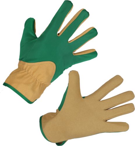 Gardener kertészkesztyű - zöld-barna, mikroszálas, 9-es méret