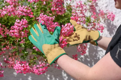 Gardener kertészkesztyű - zöld-barna, mikroszálas, 10-es méret