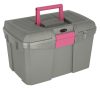 Siena lóápoló doboz kivehető belső résszel - szürke/pink