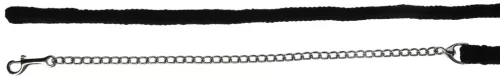 Pamut vezetőszár, lánccal, fekete, 200 cm