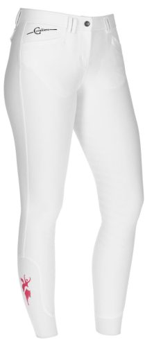 Janne x PinkRibbon női lovaglónadrág csúszásmentes ülőrésszel - fehér gyöngy, 32