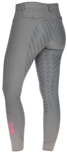 Janne x PinkRibbon női lovaglónadrág csúszásmentes ülőrésszel - grafitszürke, 32