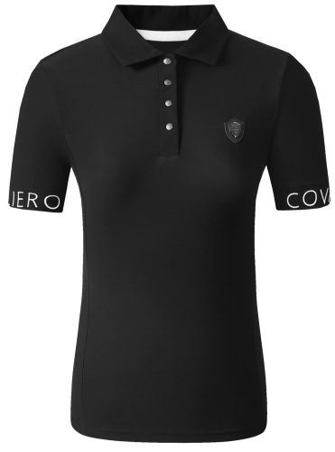 Covalliero 2025 S/S női gombos póló - fekete, M