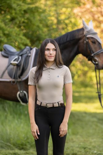 Covalliero 2025 S/S női gombos póló - bézs, XS