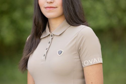 Covalliero 2025 S/S női gombos póló - bézs, XS