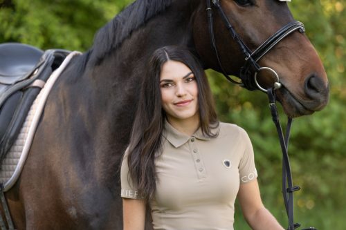 Covalliero 2025 S/S női gombos póló - bézs, XS