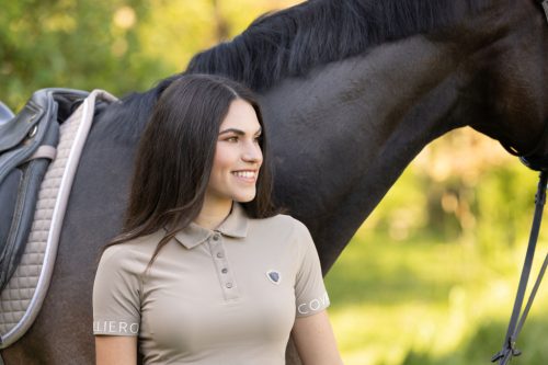 Covalliero 2025 S/S női gombos póló - bézs, S