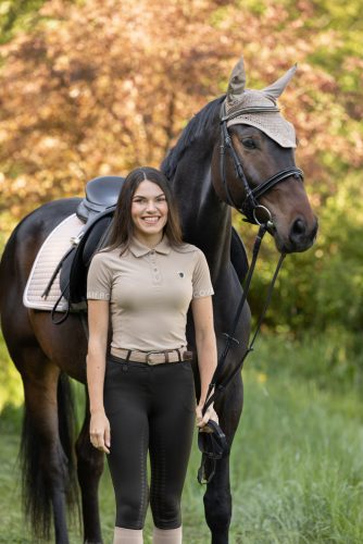 Covalliero 2025 S/S női gombos póló - bézs, L