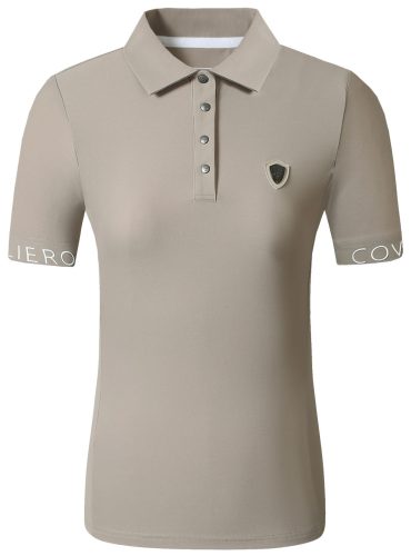 Covalliero 2025 S/S női gombos póló - bézs, XL