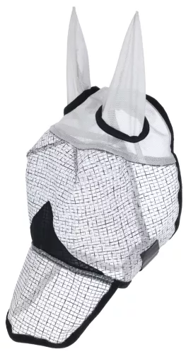 Légymaszk lovaknak fül és orrvédővel, UV védelemmel - világos szürke, pony