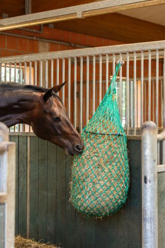 Szénaháló gyűrűvel - zöld, 120 cm, 45 x 45 mm lyukmérettel