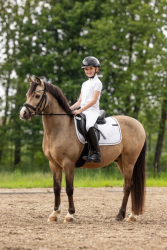 Covalliero 2026 SS gyermek galléros versenypóló - fehér, 128/134