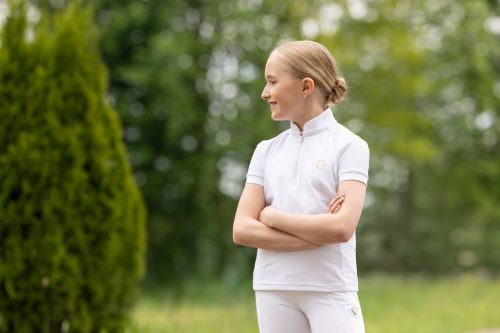 Covalliero 2026 SS gyermek galléros versenypóló - fehér, 140/146