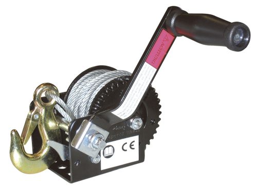 Hand Winch kötélcsörlő - 10 m-es kötéllel és manuális fékkel, max 360 kg