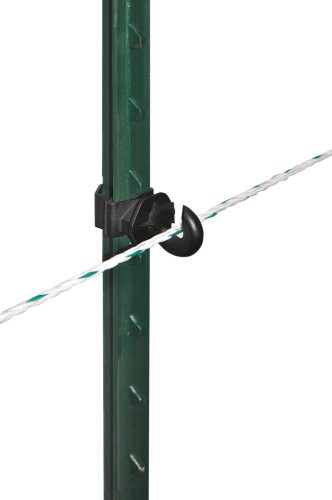 Körszigetelő villanypásztor vezetékhez, T-karóra - fekete, 25 db/cs