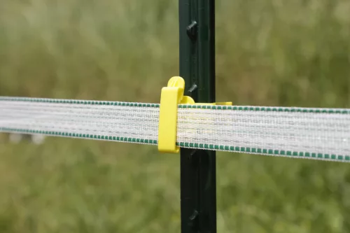 Körszigetelő max. 50 mm-es villanypásztor szalaghoz, T-karóra - sárga, 25 db/cs